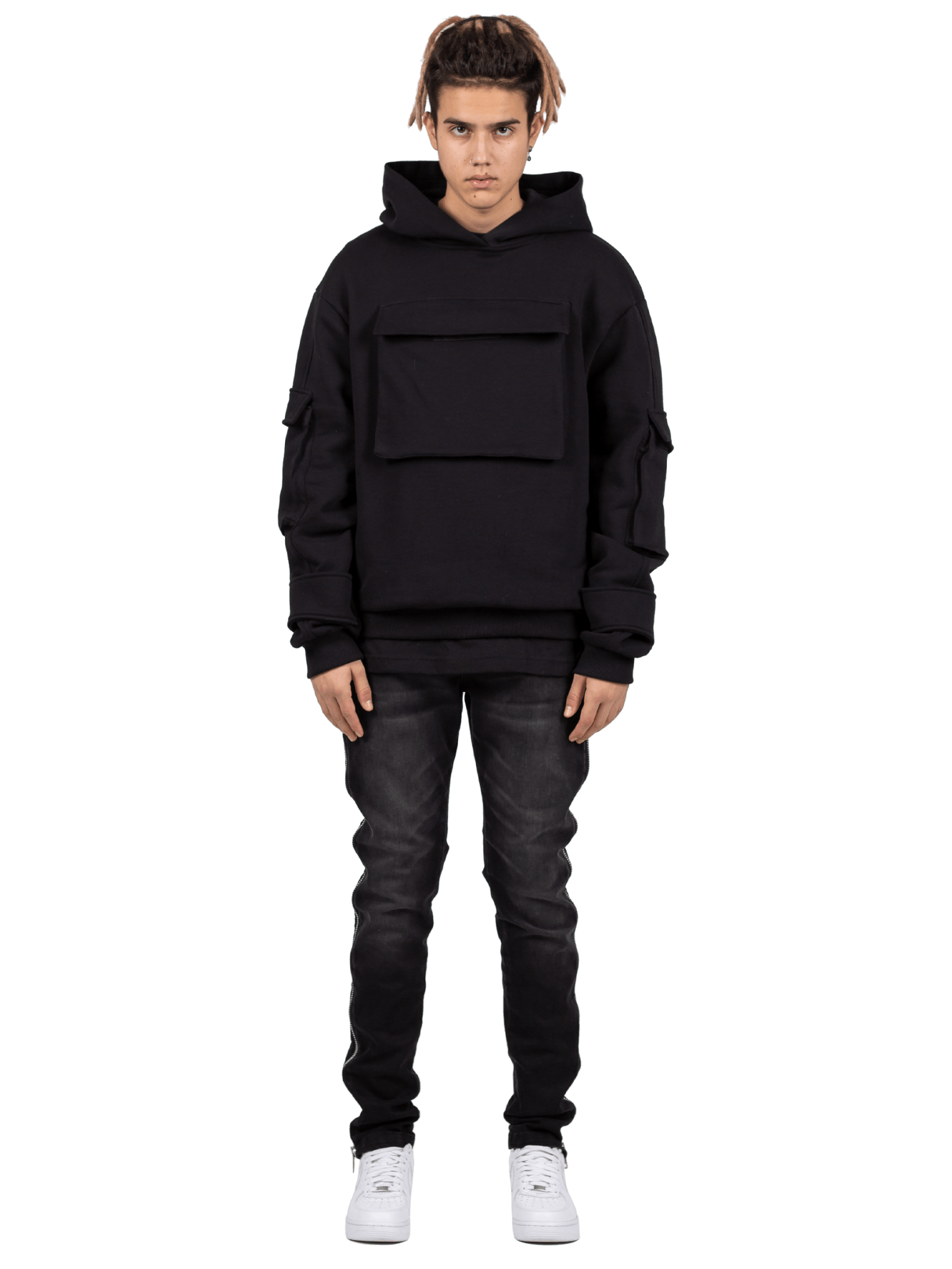 Multi Pocket Hoodie - Black - Reputation Studios