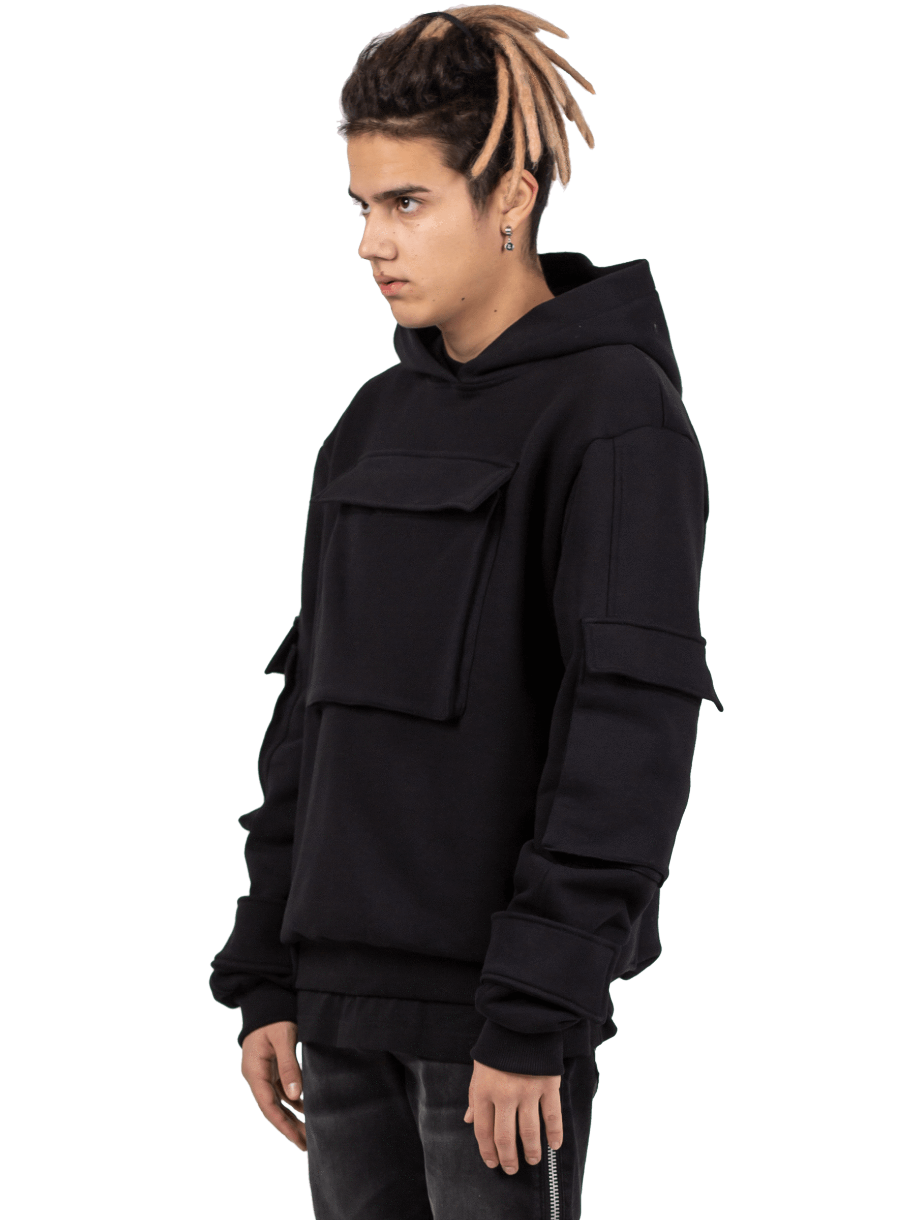 Multi Pocket Hoodie - Black