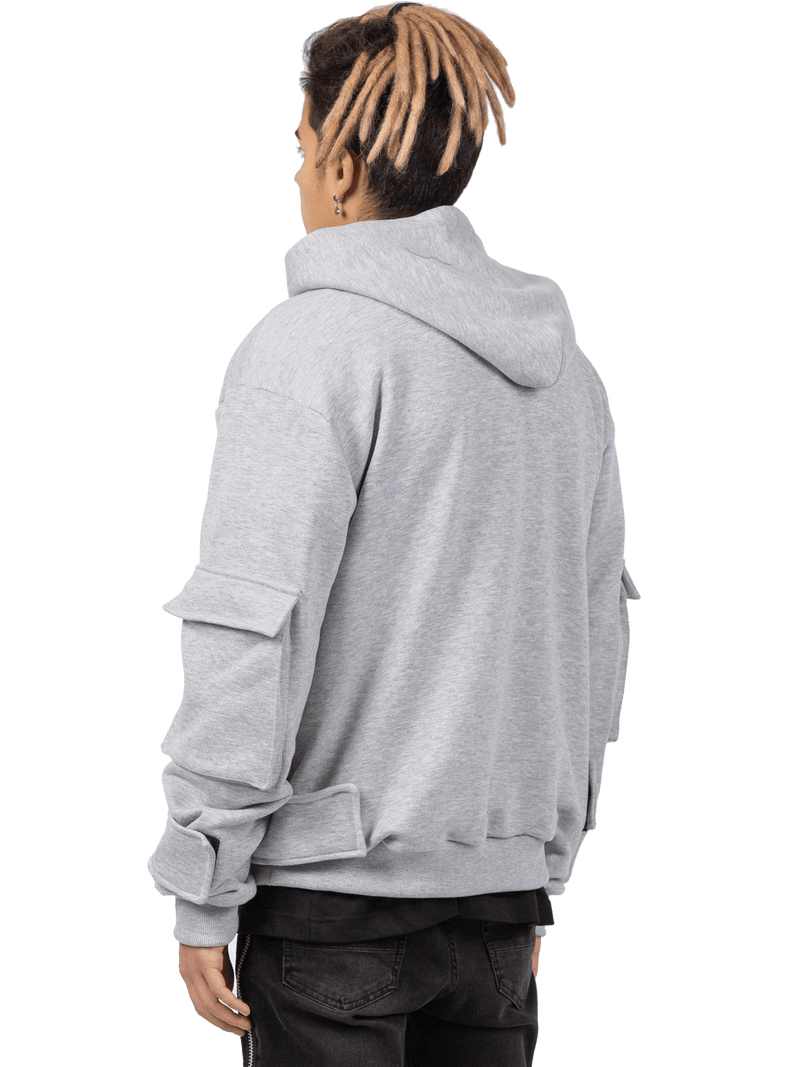 Multi Pocket Hoodie - Heather Grey
