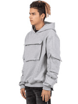 Multi Pocket Hoodie - Heather Grey