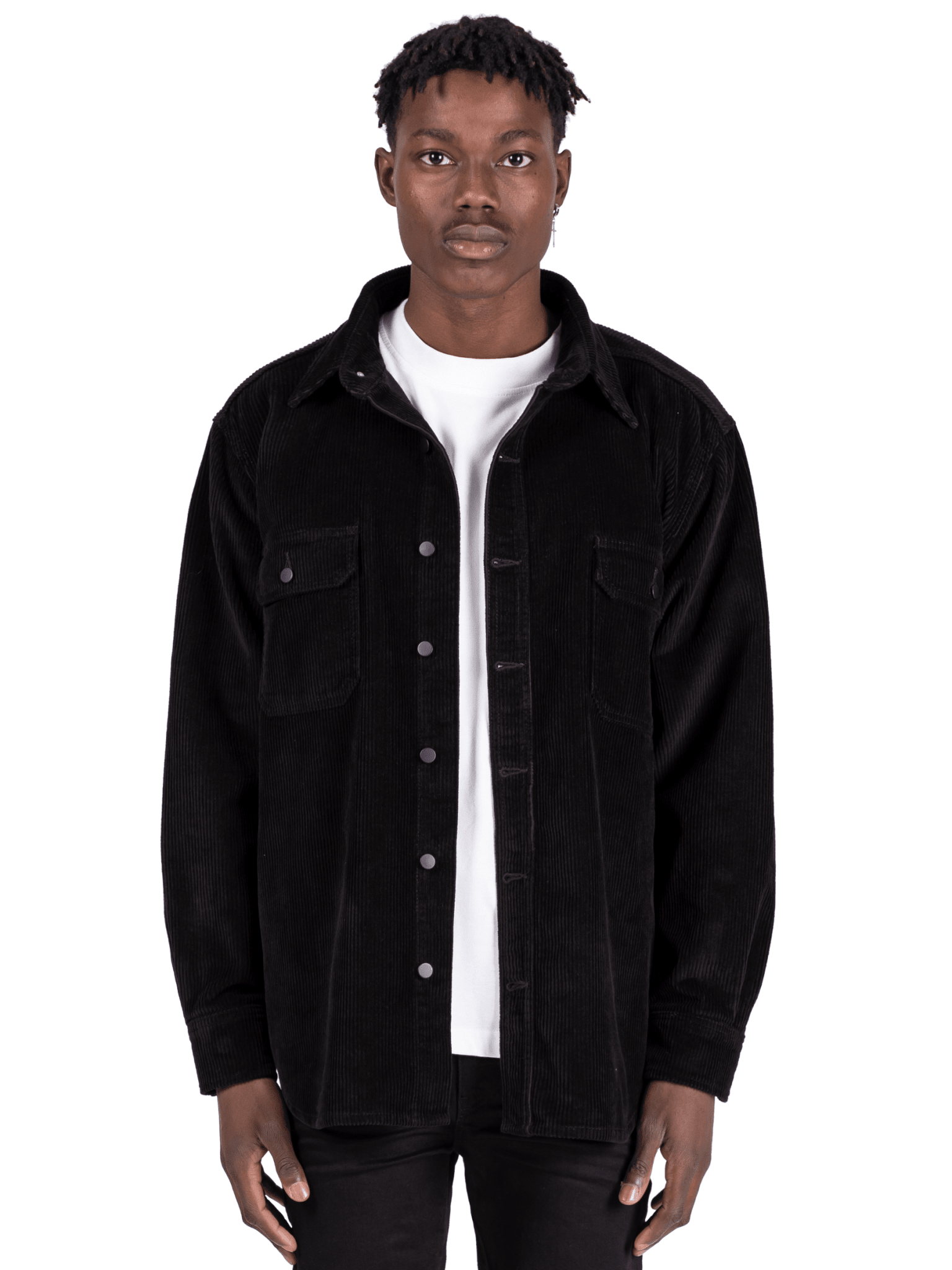 Oversized Cord Shirt - Black - Reputation Studios