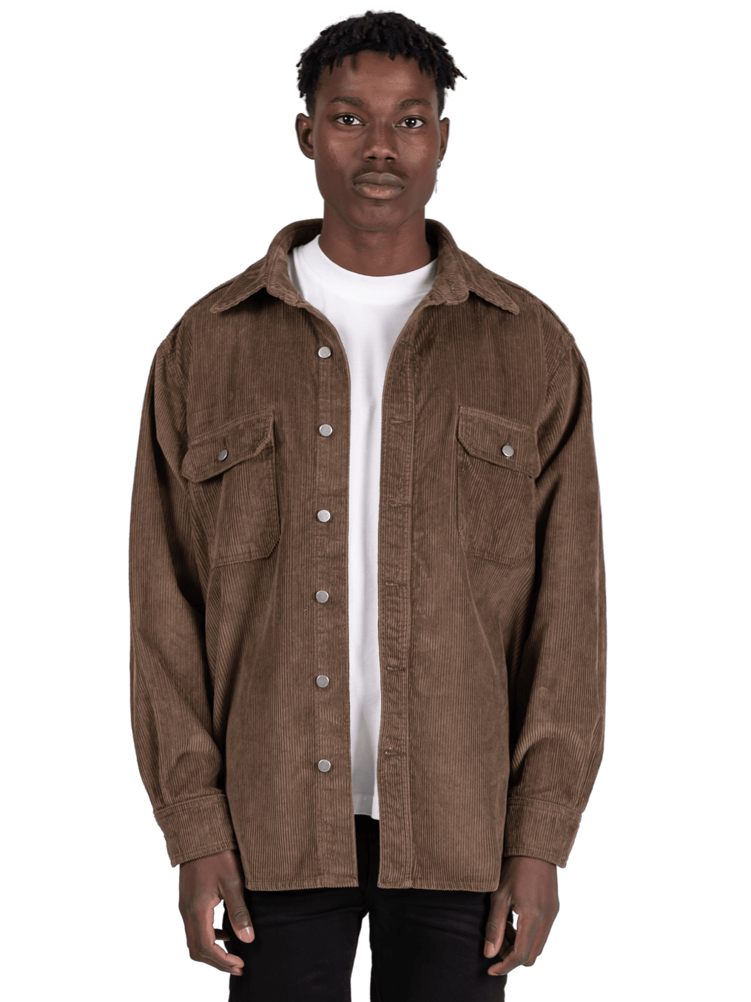 Oversized Cord Shirt - Olive - Reputation Studios