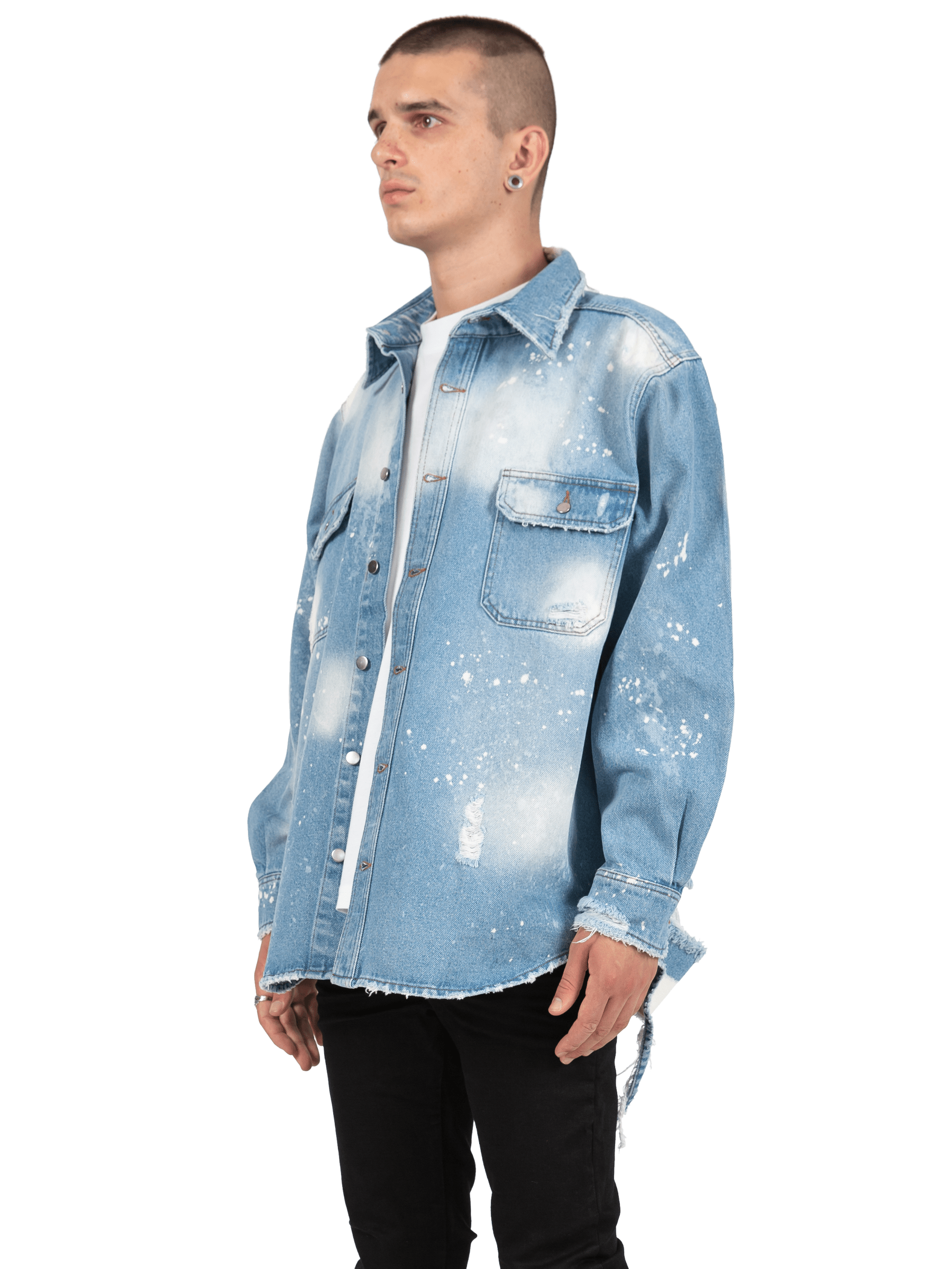 Oversized Denim Shirt - Light Stone