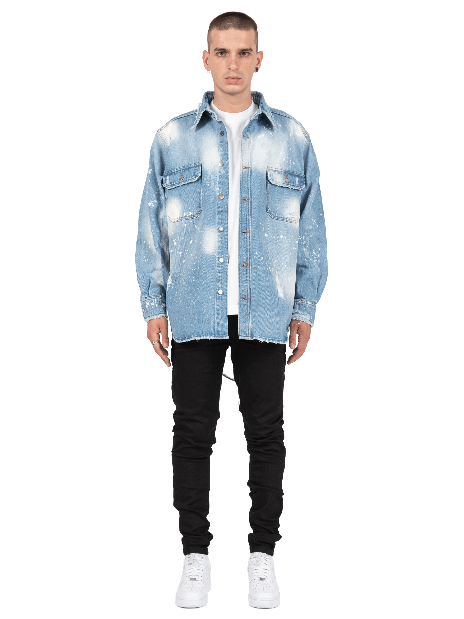 Oversized Denim Shirt - Light Stone