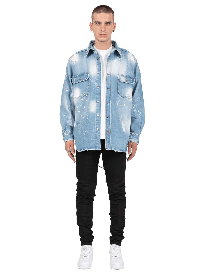 Oversized Denim Shirt - Light Stone