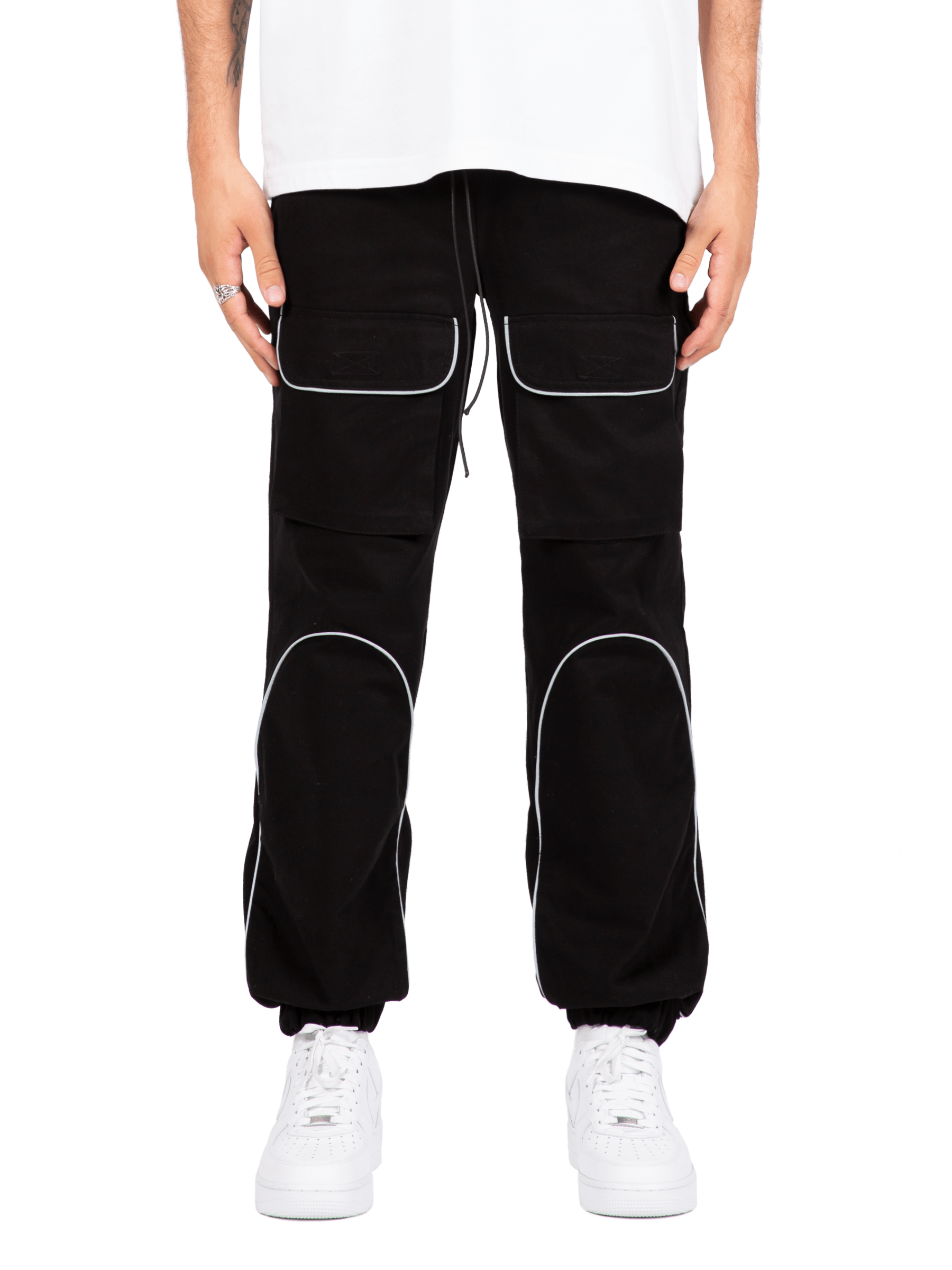 Reflective Front Pocket Pants - Black