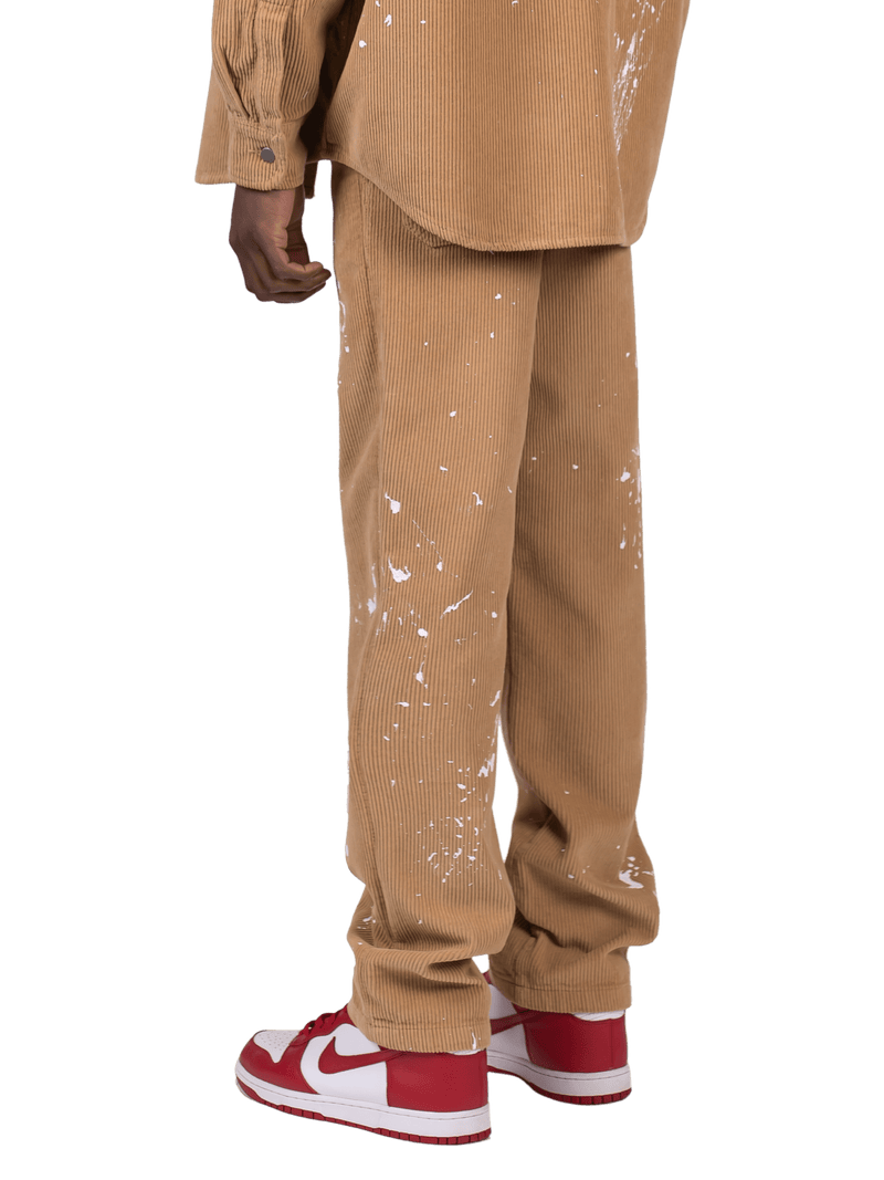 Splatter Cord Pants - Beige