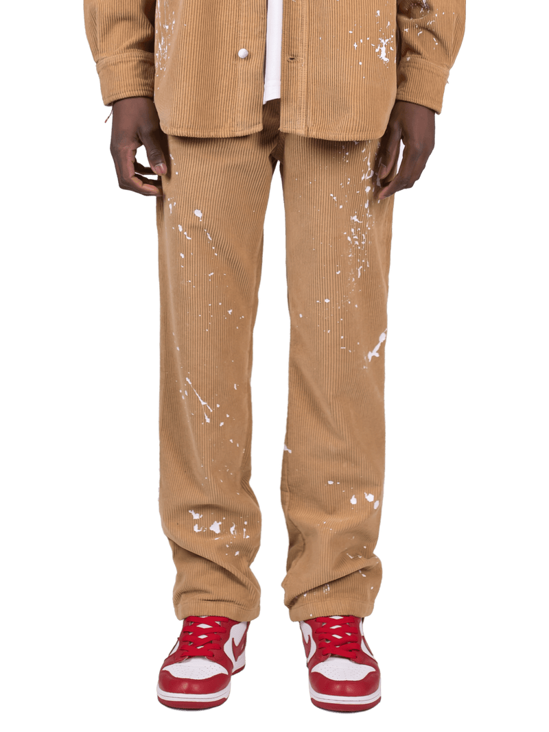 Splatter Cord Pants - Beige