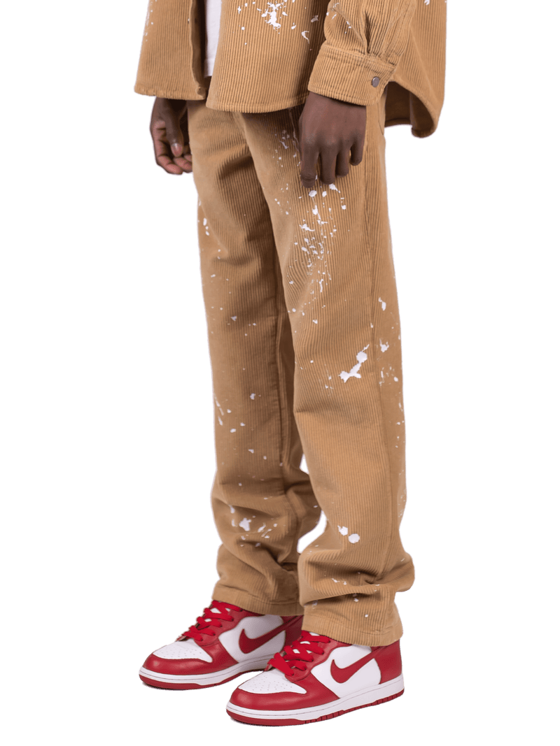Splatter Cord Pants - Beige