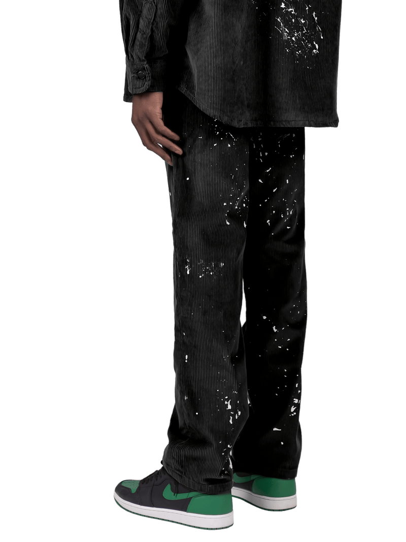 Splatter Cord Pants - Black