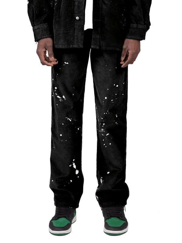 Splatter Cord Pants - Black
