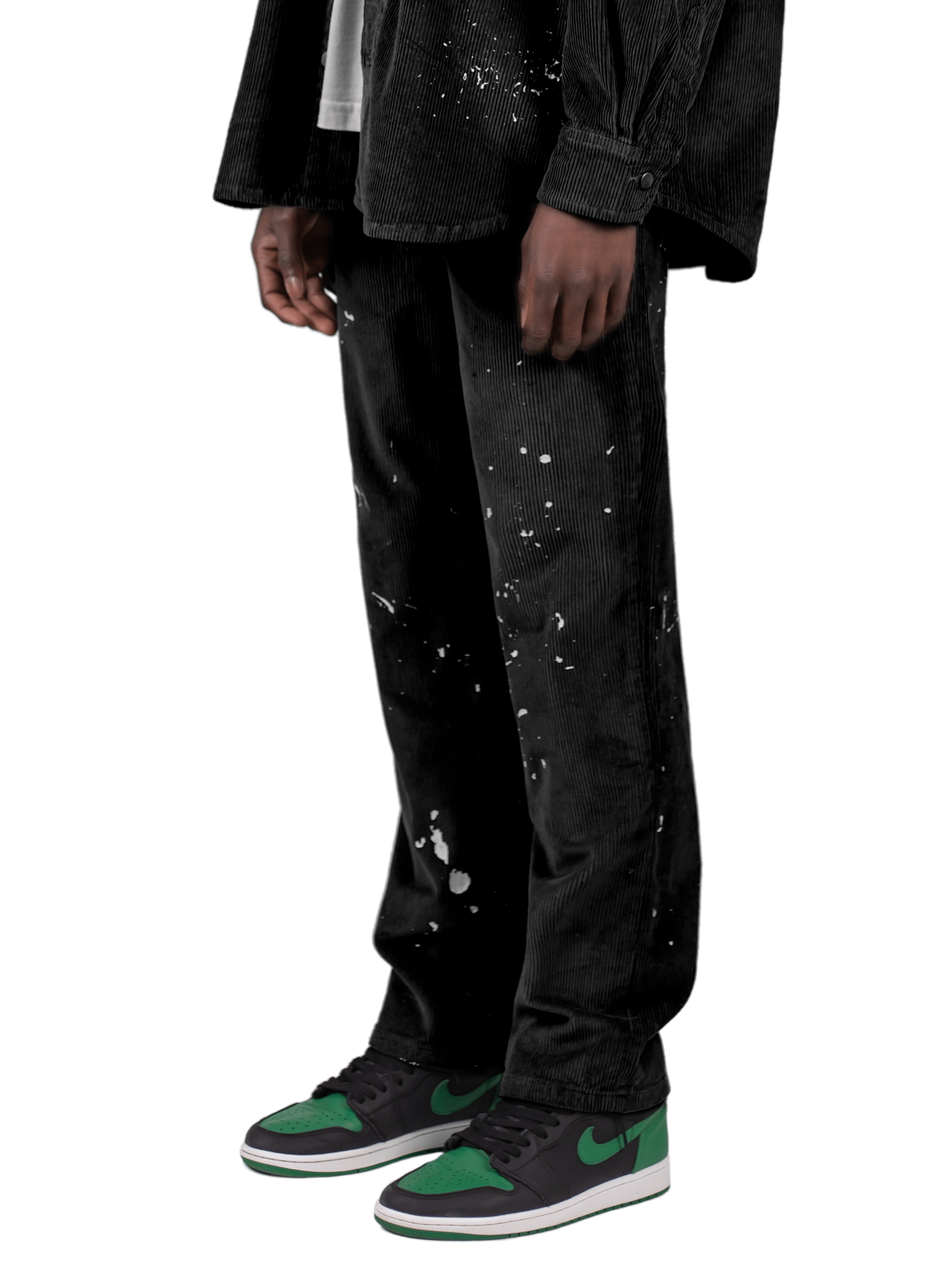 Splatter Cord Pants - Black