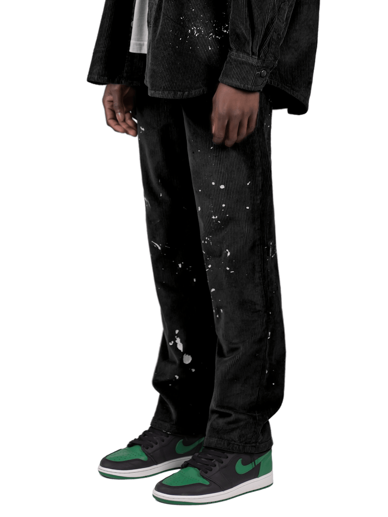 Splatter Cord Pants - Black