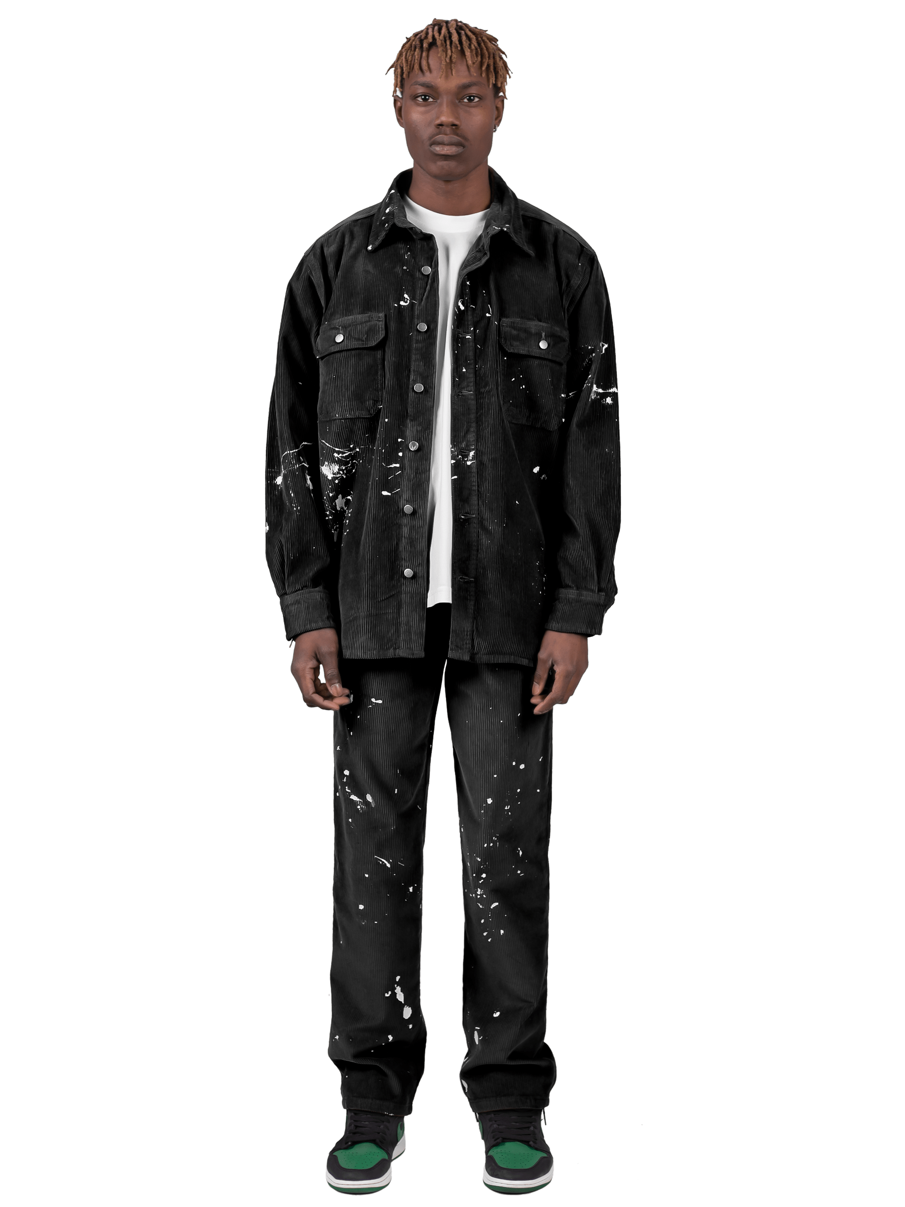 Splatter Cord Pants - Black