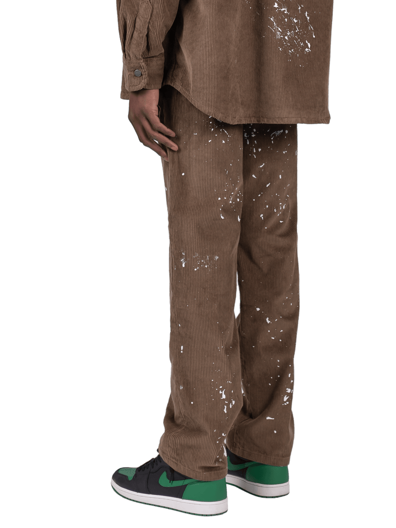 Splatter Cord Pants - Olive
