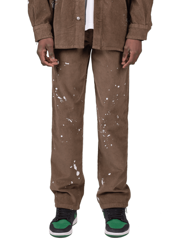 Splatter Cord Pants - Olive