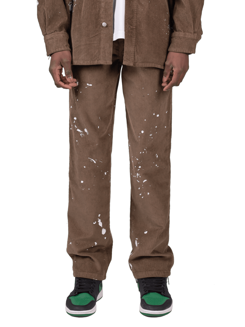 Splatter Cord Pants - Olive