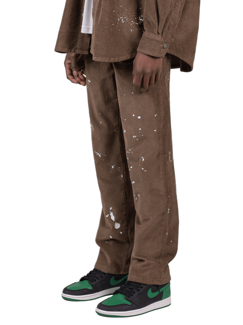 Splatter Cord Pants - Olive