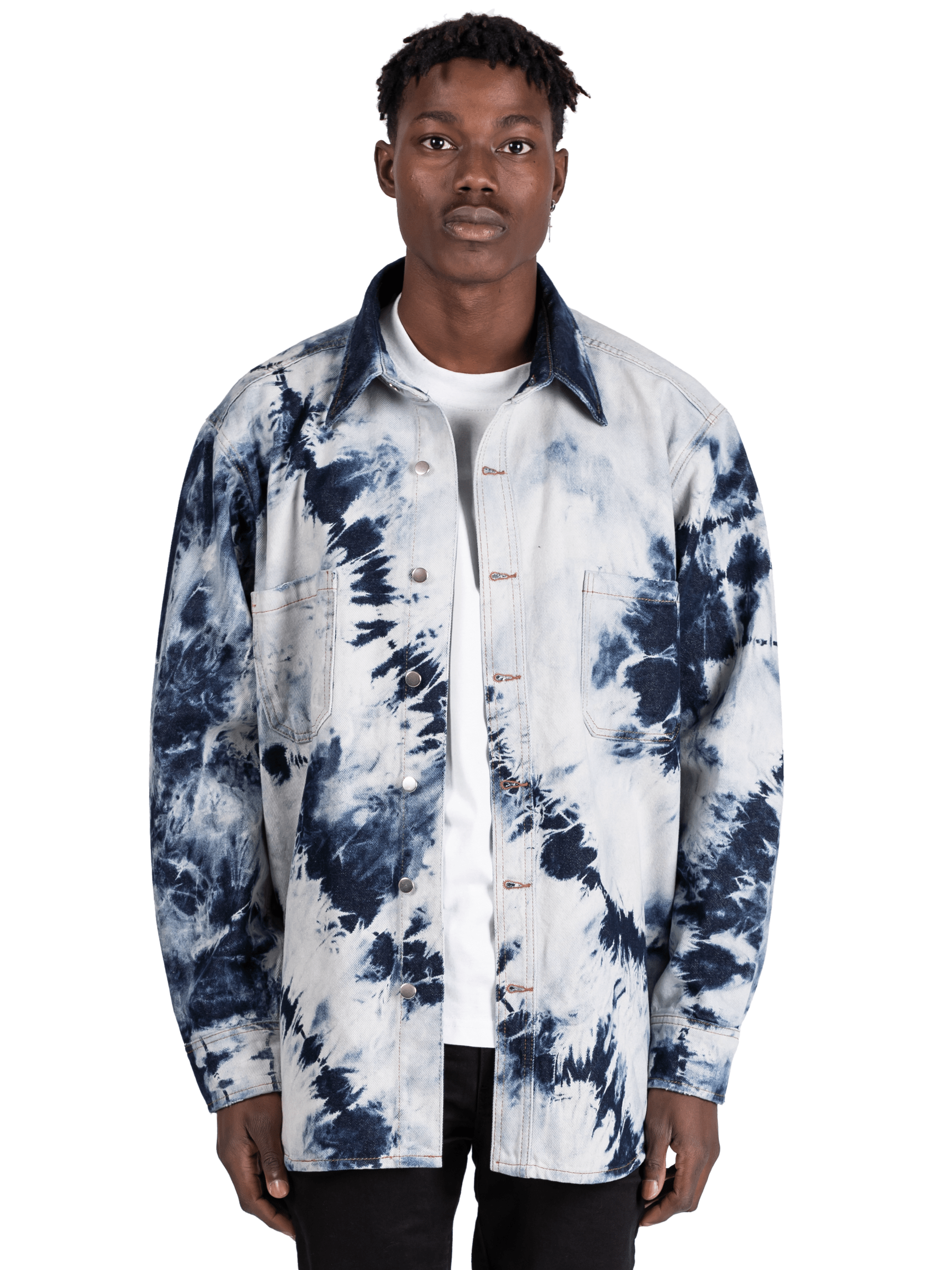 Oversized Tie Dye Shirt - Blue