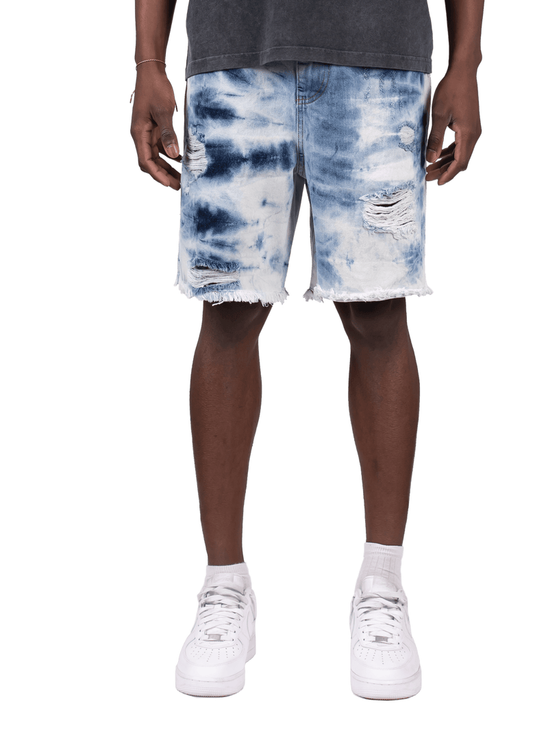 Tie Dye Shorts - Light Wash