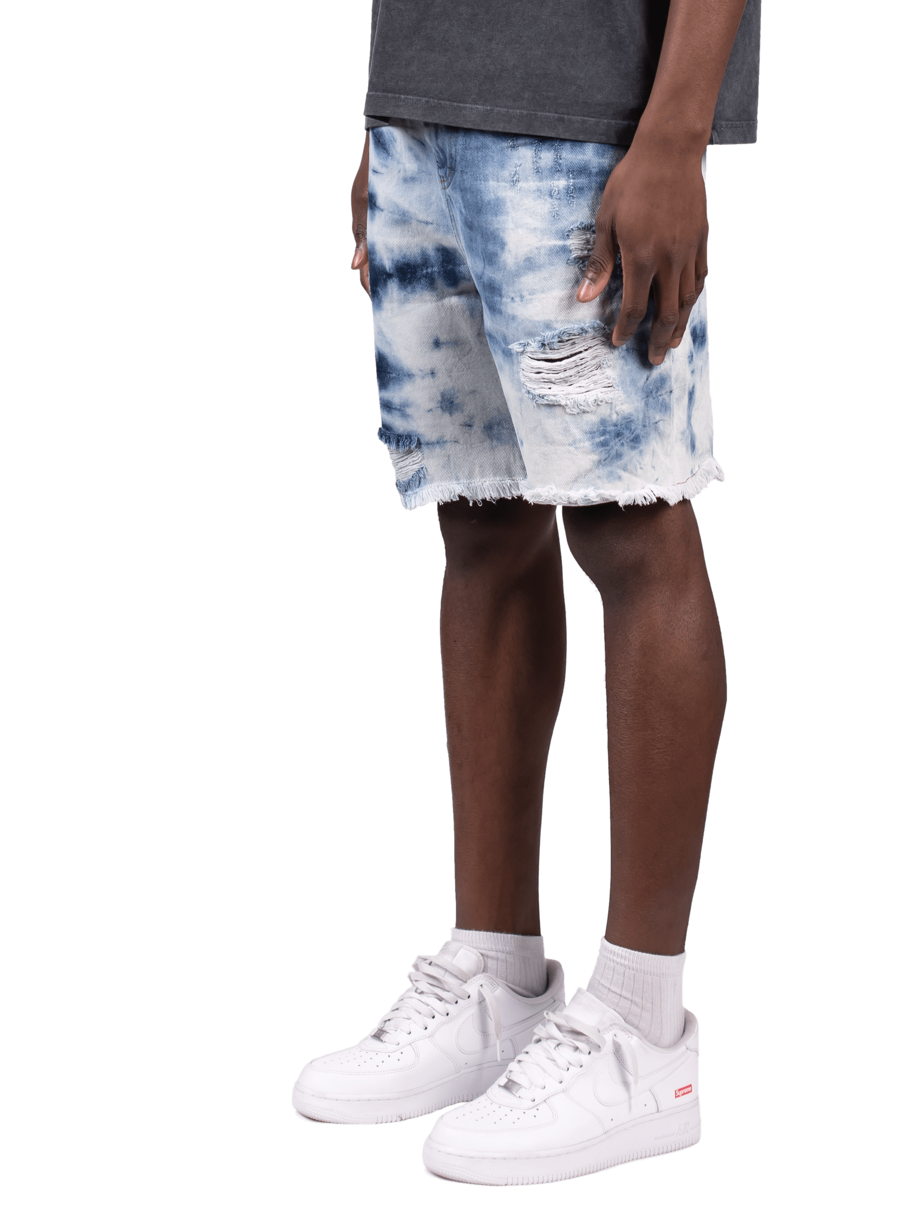 Tie Dye Shorts - Light Wash