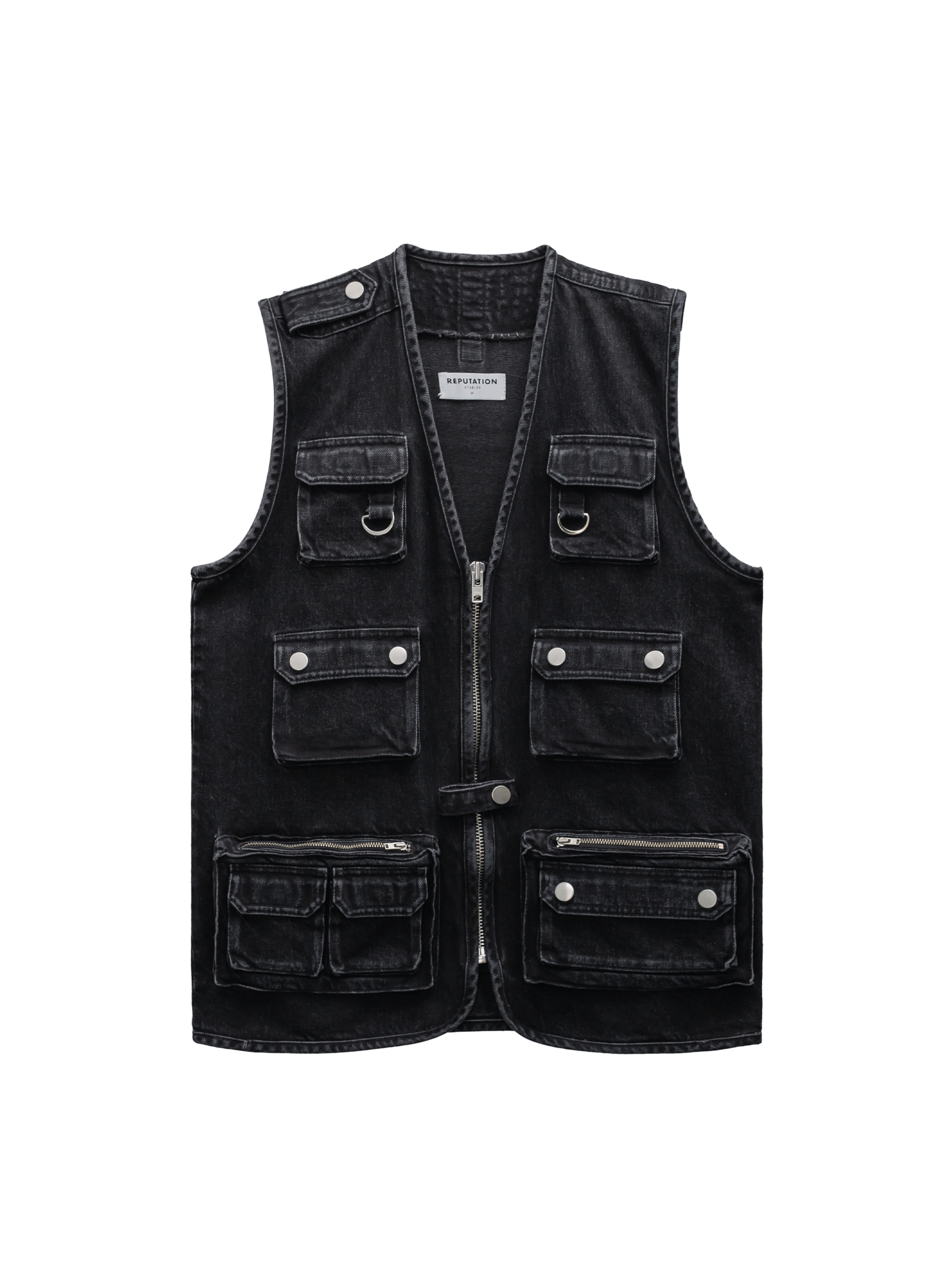 Denim Utility Vest -  Black