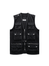 Denim Utility Vest -  Black