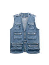 Denim Utility Vest -  Light Stone
